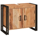 vidaXL Fürdőszobai mosdószekrény 71 x 33 x 58 cm Tömör akácfa és vas