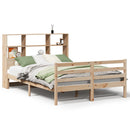 vidaXL tömör fenyőfa könyvespolcos ágy matrac nélkül 140 x 190 cm