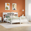 vidaXL fehér tömör fenyőfa könyvespolcos ágy matrac nélkül 180x200 cm