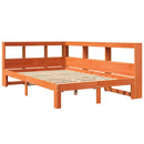 vidaXL barna tömör fenyőfa könyvespolcos ágy matrac nélkül 120 x 190cm