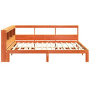 vidaXL barna tömör fenyőfa könyvespolcos ágy matrac nélkül 120 x 190cm