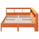 vidaXL barna tömör fenyőfa könyvespolcos ágy matrac nélkül 135 x 190cm