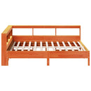 vidaXL barna tömör fenyőfa könyvespolcos ágy matrac nélkül 135 x 190cm