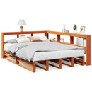 vidaXL barna tömör fenyőfa könyvespolcos ágy matrac nélkül 135 x 190cm