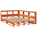 vidaXL barna tömör fenyőfa könyvespolcos ágy matrac nélkül 135 x 190cm