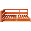 vidaXL barna tömör fenyőfa könyvespolcos ágy matrac nélkül 135 x 190cm