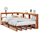 vidaXL barna tömör fenyőfa könyvespolcos ágy matrac nélkül 120 x 190cm