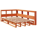 vidaXL barna tömör fenyőfa könyvespolcos ágy matrac nélkül 120 x 190cm