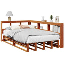 vidaXL barna tömör fenyőfa könyvespolcos ágy matrac nélkül 120 x 190cm