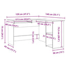 vidaXL Sarokíróasztal Musta tammi 120 x 140 x 75 cm Faanyag