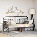 vidaXL Nappali ágykeret fejtámlával Fekete 75 x 190 cm Acél