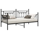 vidaXL Nappali ágykeret fejtámlával Fekete 90 x 190 cm Acél