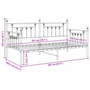 vidaXL Nappali ágykeret fejtámlával Fekete 100 x 200 cm Acél