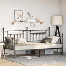 vidaXL Nappali ágykeret fejtámlával Fekete 107 x 203 cm Acél