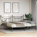 vidaXL Nappali ágykeret fejtámlával Fekete 107 x 203 cm Acél