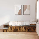 vidaXL Ágykeret tárolóval Füstölt tölgy 244 x 118 x 53.5 cm Faanyag
