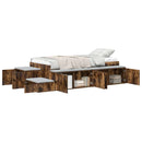 vidaXL Ágykeret tárolóval Füstölt tölgy 234 x 103 x 53.5 cm Faanyag