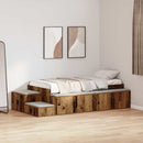 vidaXL Ágykeret tárolóval fiókkal Régi fa 234 x 103 x 53.5 cm Faanyag