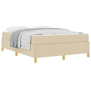 vidaXL Boxrugós ágy matracmal Krém és fehér 140 x 190 cm szövet