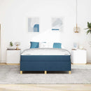 vidaXL Boxrugós ágy matracmal Kék és Fehér 140 x 190 cm szövet