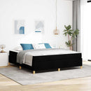 vidaXL Boxrugós ágy Fekete és fehér és fekete 180 x 200 cm szövet