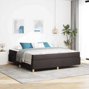 vidaXL Boxrugós ágy matracmal Sötétbarna és fehér 180 x 200 cm szövet