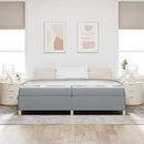 vidaXL Boxrugós ágy Világosszürke és Fehér 200 x 200 cm szövet