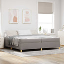 vidaXL Boxrugós ágy matracmal Taupe és fehér 200 x 200 cm szövet
