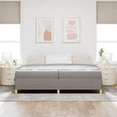 vidaXL Boxrugós ágy matracmal Taupe és fehér 200 x 200 cm szövet
