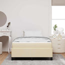vidaXL Boxrugós ágy Krém és fekete 120 x 200 cm Textil és mérnöki fa