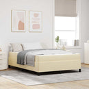 vidaXL Boxrugós ágy Krém és fekete 160 x 200 cm Textil és mérnöki fa