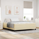 vidaXL Boxrugós ágy Krém és fekete 180 x 200 cm Textil és mérnöki fa