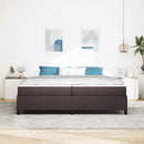 vidaXL Boxrugós ágy Barna 200 x 200 cm Textil és mérnöki fa