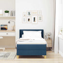 vidaXL Rugós Ágy matracmal fejtámlával Kék 80 x 200 cm szövet