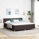 vidaXL Boxrugós ágy Sötétbarna és fehér 180 x 200 cm Poliészter