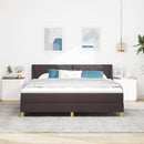 vidaXL Boxrugós ágy Sötétbarna és fehér 180 x 200 cm Poliészter