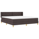 vidaXL Boxrugós ágy Sötétbarna és fehér 180 x 200 cm Poliészter