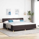 vidaXL Boxrugós ágy matracmal Sötétbarna és fehér 200 x 200 cm Szövet