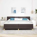 vidaXL Boxrugós ágy matracmal Sötétbarna és fehér 200 x 200 cm Szövet