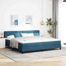 vidaXL Box Spring ágy matraccal fekete 100x200 cm bársonyos Sötétkék
