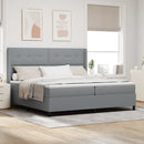 vidaXL Boxrugós ágy matracmal Világosszürke 200 x 200 cm szövet