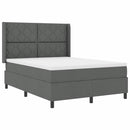 vidaXL Boxrugós ágy matracmal Sötétszürke 140 x 190 cm szövet