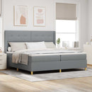 vidaXL Box Spring ágy matracmal Világosszürke 200 x 200 cm szövet