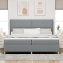 vidaXL Box Spring ágy matracmal Világosszürke 200 x 200 cm szövet