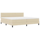 vidaXL Boxrugós ágy matracmal fejtámlával Krém 200 x 200 cm szövet