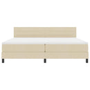 vidaXL Boxrugós ágy matracmal fejtámlával Krém 200 x 200 cm szövet