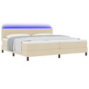 vidaXL Boxrugós ágy matracmal fejtámlával Krém 200 x 200 cm szövet
