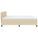 vidaXL Boxrugós ágy matracmal fejtámlával Krém 200 x 200 cm szövet
