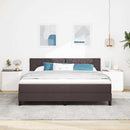 vidaXL Boxrugós ágy matracmal Sötét Barna 180 x 200 cm szövet
