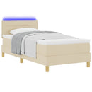 vidaXL Boxrugós ágy matracmal fejtámlával Krém 100 x 200 cm szövet